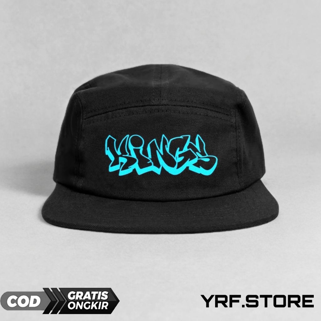 Topi Snapback 5 panel Skena Outfit Warna Hitam Dengan Logo Graffiti Keren / Five Panel Snapback / To