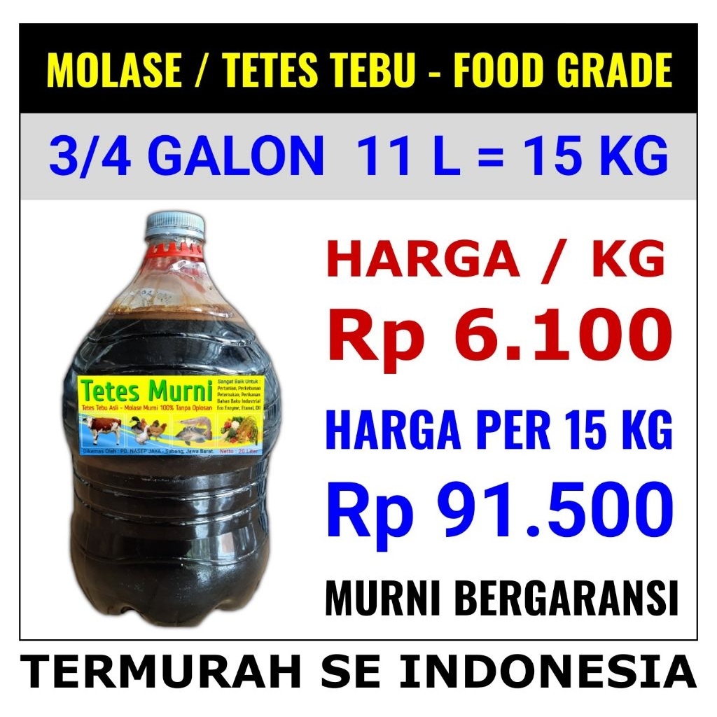 Harga Minimal 15 Kg Molasses Food Grade | Tetes Tebu | Molases | Molase Asli Murni 100% Tanpa Campur