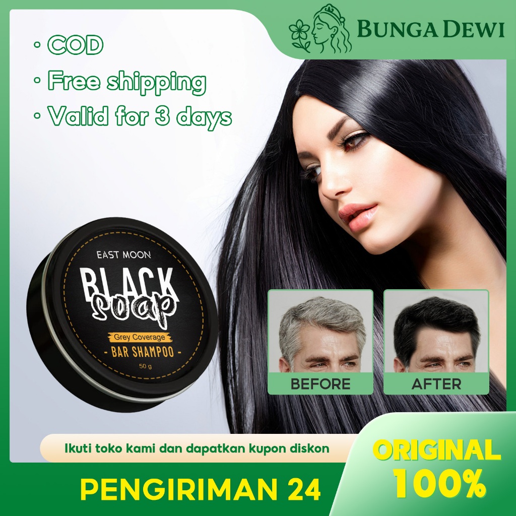 East Moon Black Soap Pria 50g Pria Rambut Hitam Sabun Penggelap Rambut Sabun Sampo Bar Penggelap Pol