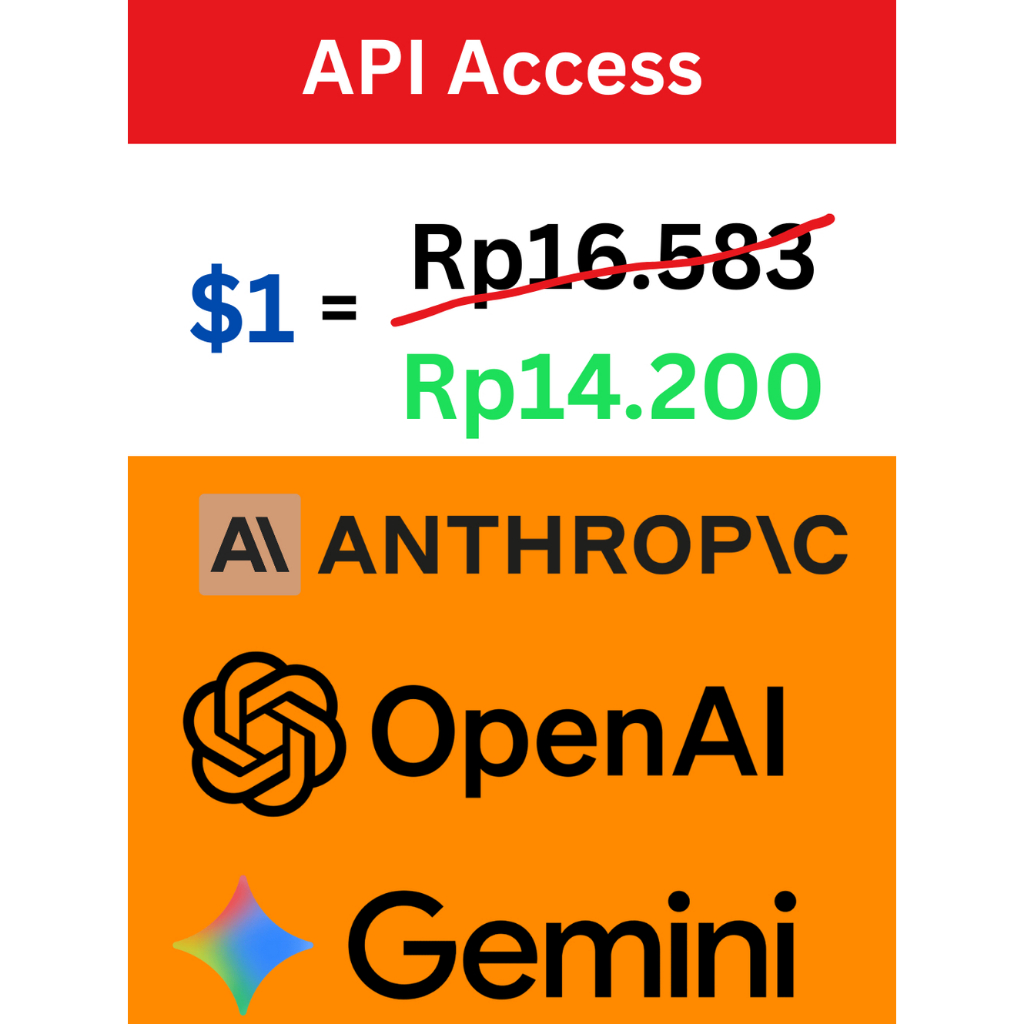 API Access Anthropic/OpenAI/Gemini Credit Top Up 1 dollar per pcs