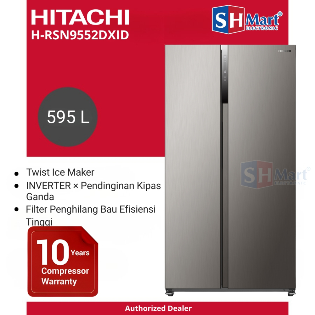 Kulkas Hitachi Side By Side Inverter 525 Liter HRSN9552DXID / HRSN9552DDXID Garansi Resmi