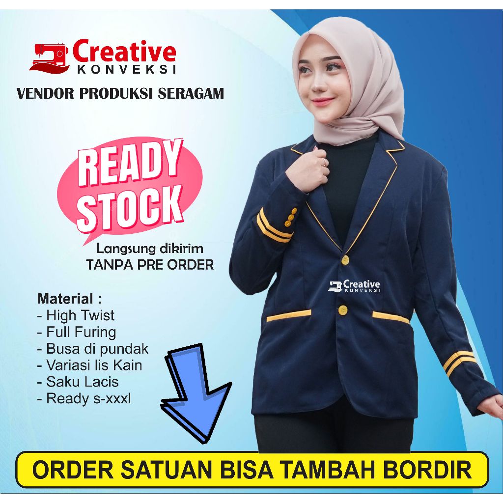 Jas Almamater navy lis kuning, Jas Osis, Jas Sekolah SMP /rohis Jas Almamater Sekolah, OSIS,  Irmas