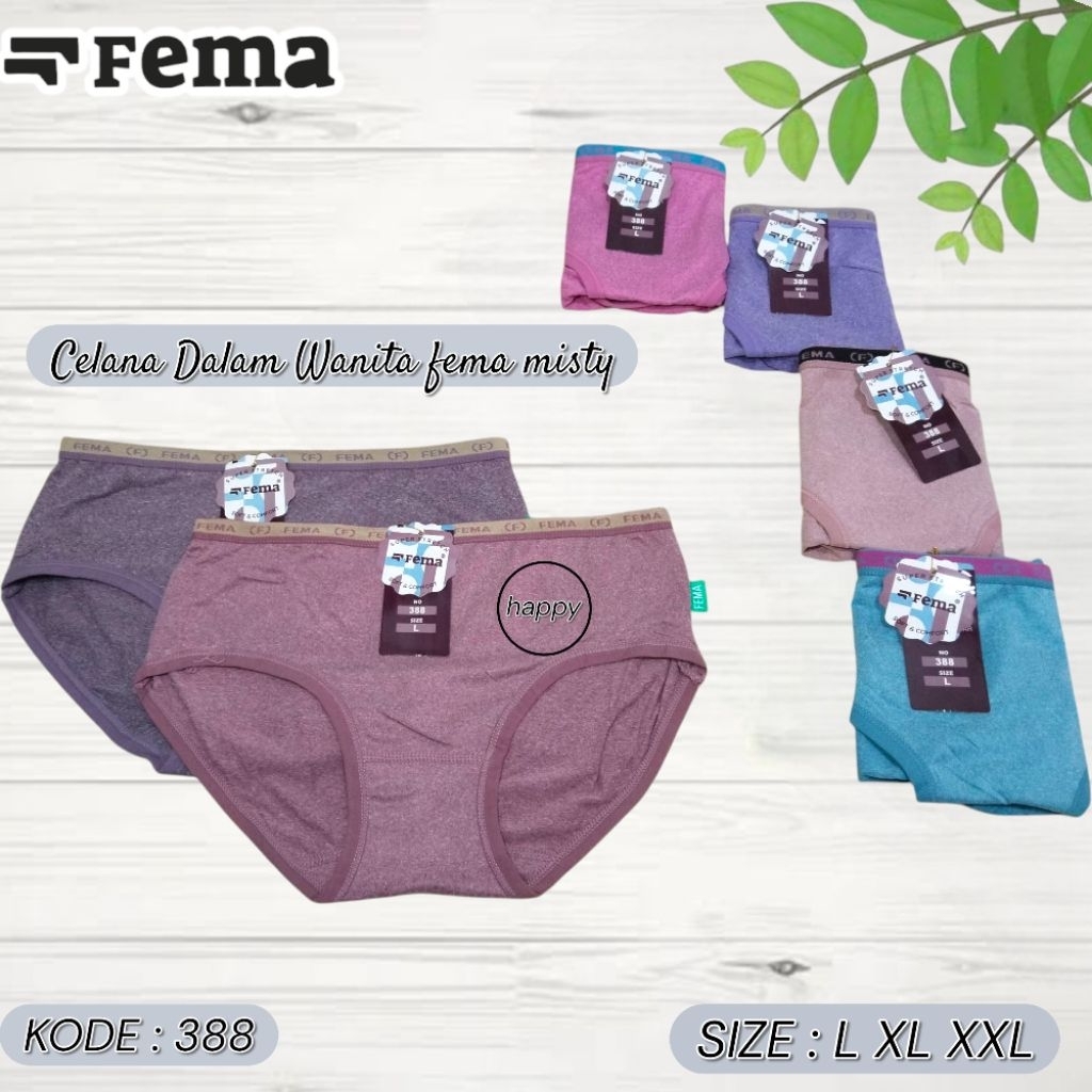 CD wanita FEMA 3pcs kode 388 misty/ CD wanita fema UK L, XL, XXL CD wanita FEMA