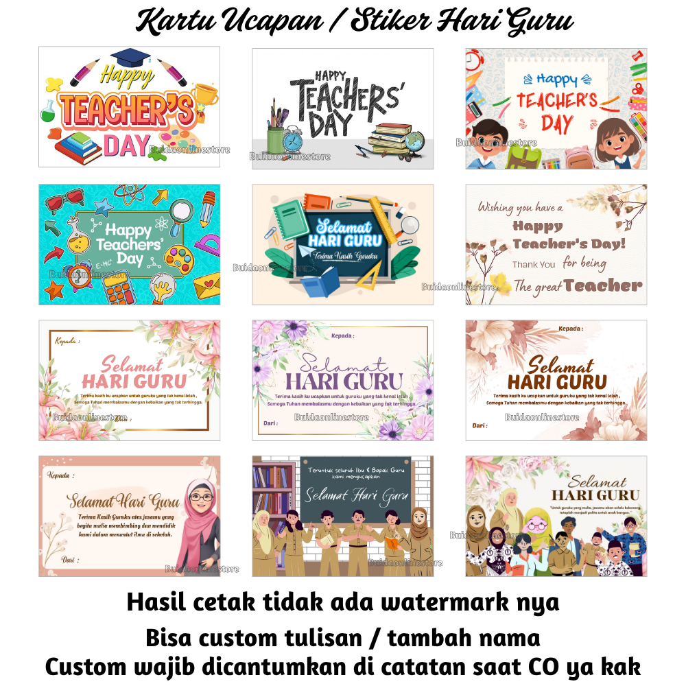 Kartu Ucapan / Stiker Selamat Hari Guru Happy Teacher's Day dekorasi kemasan hampers kado gift teach