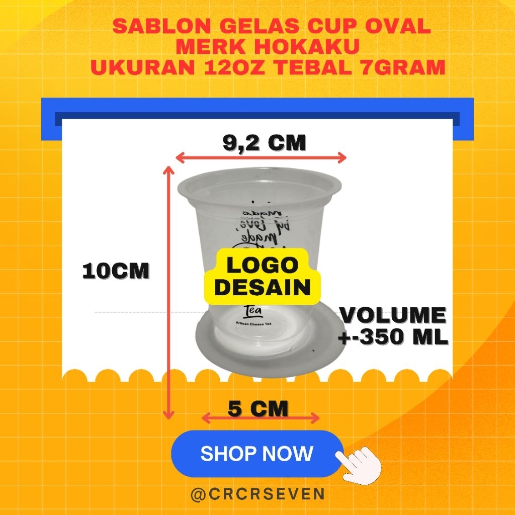 Akan_Kaya Sablon Gelas Cup Oval Slim Ukuran 16Oz 7Gram Isi 500Pcs