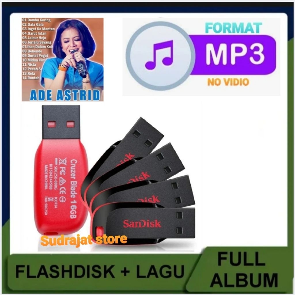 Cruzer blade 64gb FLASHDISK sudah terisi full album lagu mp3 ade astrid bajidor