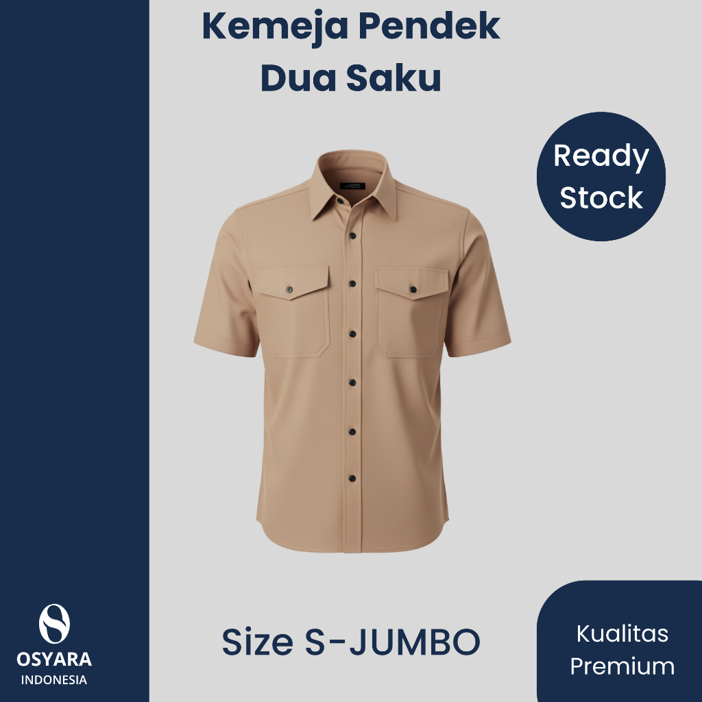 Kemeja Polos Pria Wanita Dua Saku Lengan Panjang Premium Warna Krem/Khaki Outdoor Kerja Lapangan