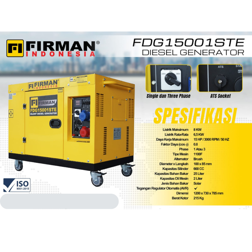 Genset Silent Solar Multiphase Firman FDG15001STE - 8000 Watt