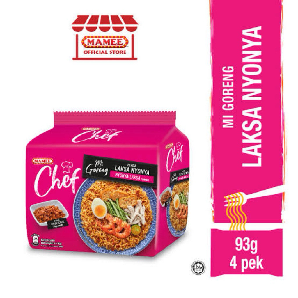 MAMEE Chef Laksa Nyonya Mi Goreng Instant Noodles 93g x 4