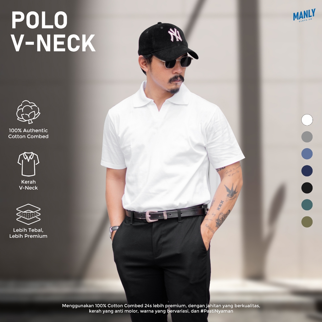Kaos Kerah Lengan Pendek Premium Polo V-Neck Shirt Pria