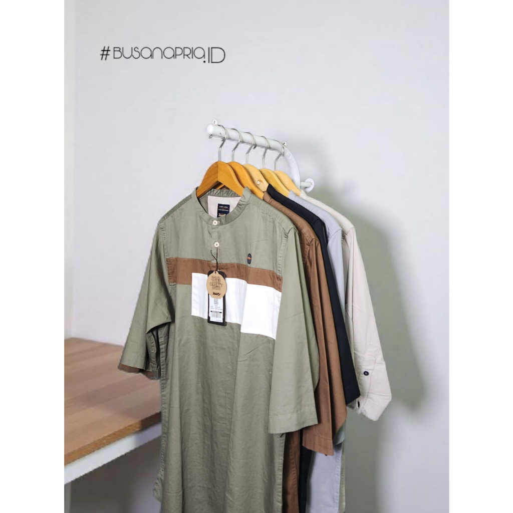 Koko Kurta Leafy Lengan 3/4 - Kemko Katun Twill Premium | BusanaPria.ID