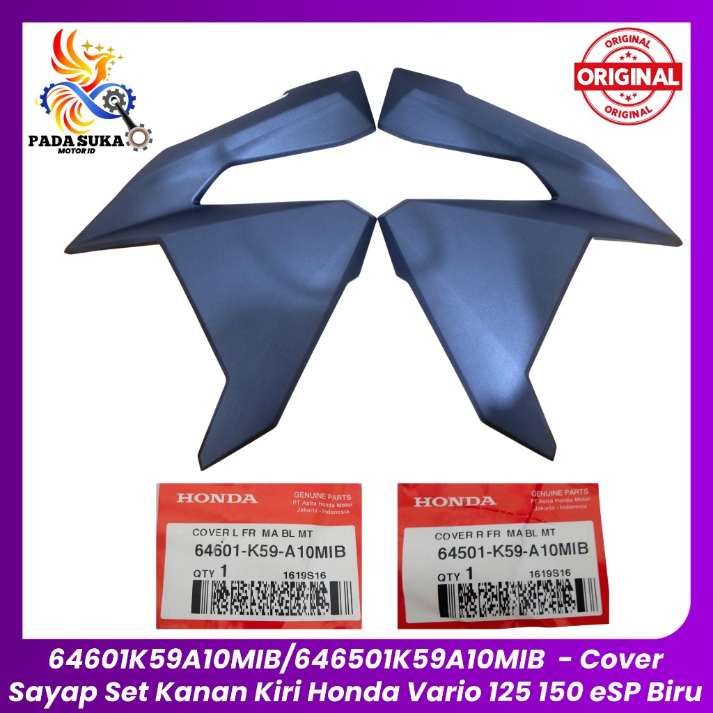 Cover Sayap Set Kanan Kiri Honda Vario 125 150 eSP Biru / 64601K59A10MIB 646501K59A10MIB / Original 
