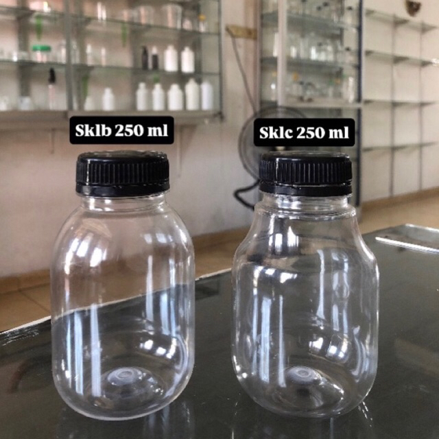 Botol plastik unik 250 ml botol gentong es cendol juice lucu SKLB & SKLC tebal botol gemuk jus