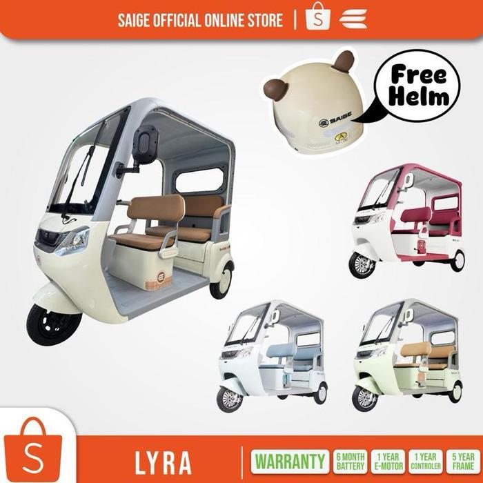 Sepeda Listrik Roda 3 SAIGE LYRA Mode BAJAJ Tempat Duduk Luas Garansi Resmi