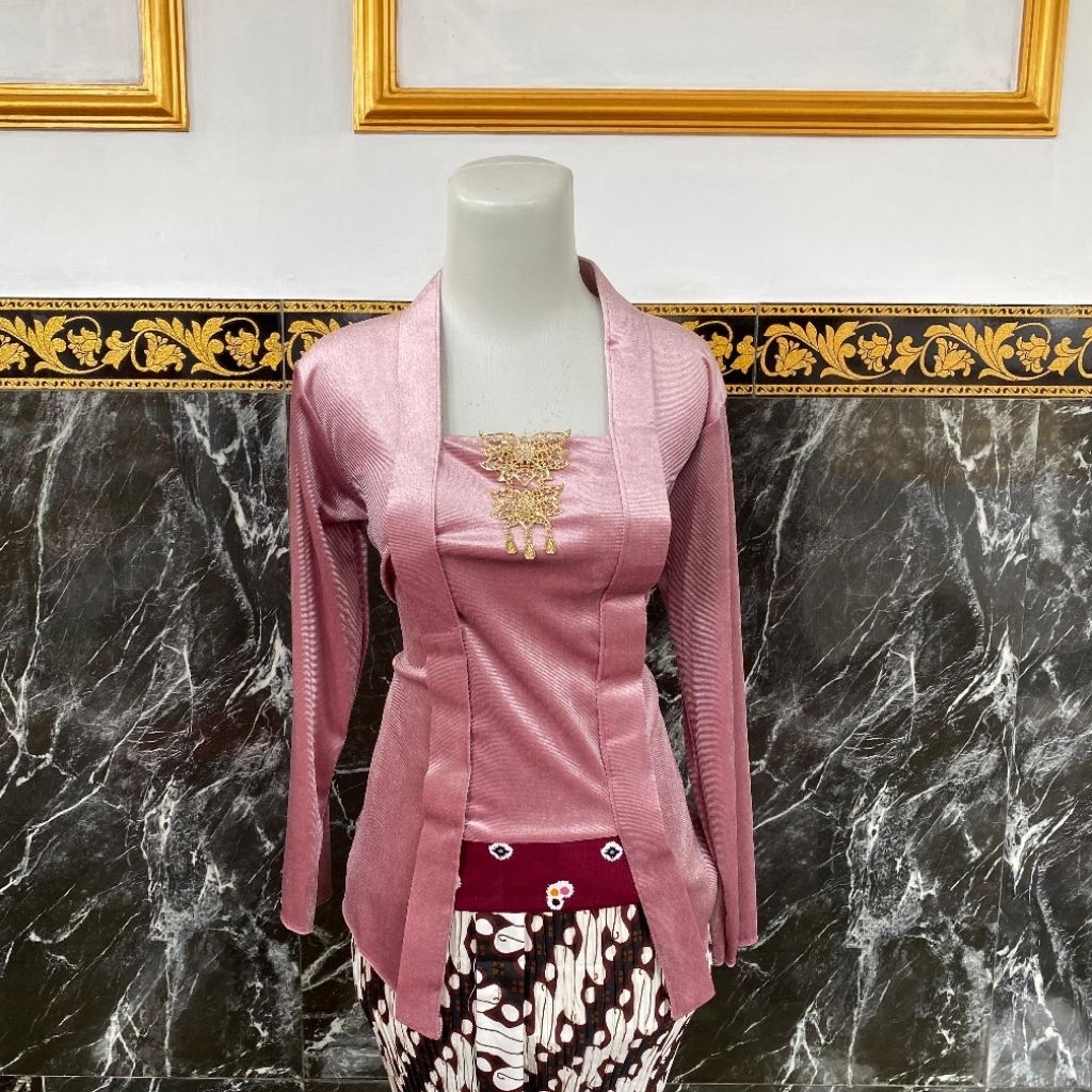 atasan kebaya bludru kutu baru lengan panjang bahan premium