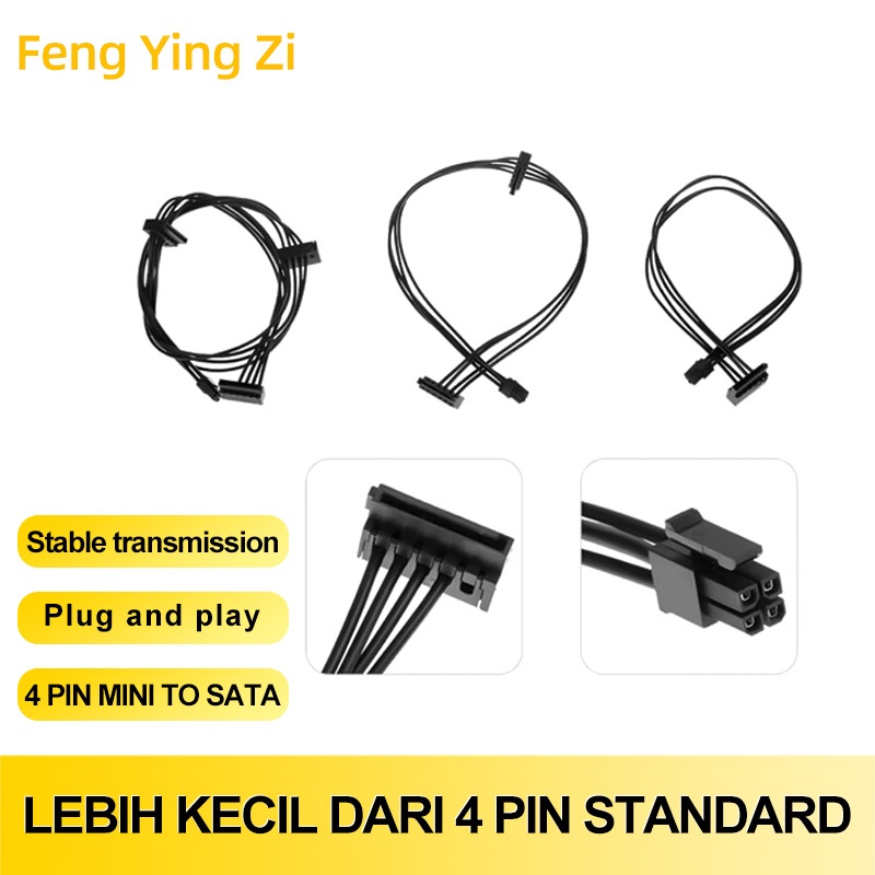 Kabel Sata Power SATA 4pin ke 4pin Kabel adaptor mini 4-pin ke 3x SATA (3-in-1)
