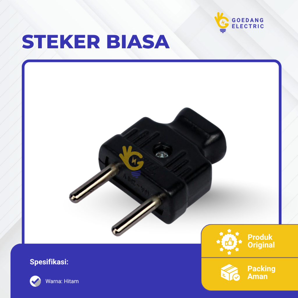 Steker Listrik Colokan Pria GENERAL Colokan Arde Bulat Hitam Kuat Tahan Panas SNI