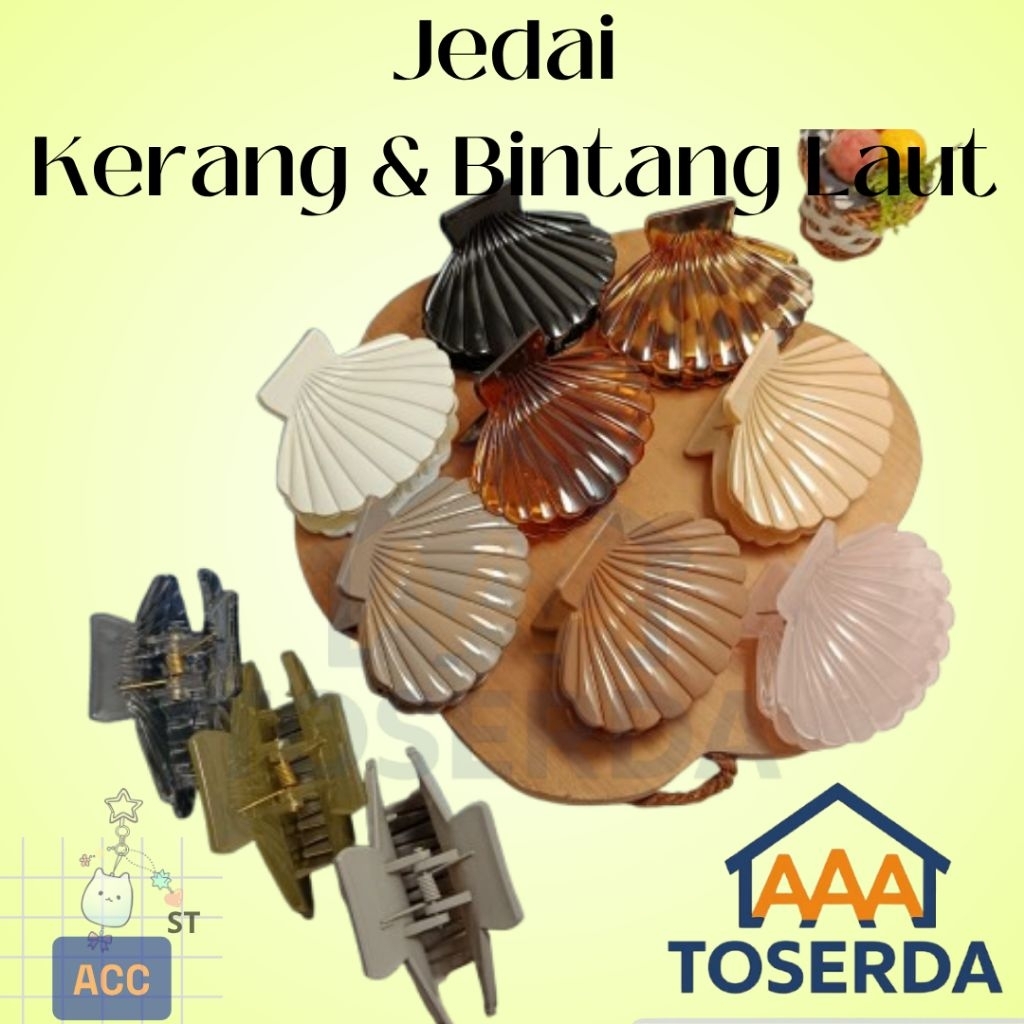 AAA Toserda | Jepit Rambut Jedai Bentuk Bintang Laut & Kerang Laut Ukuran Jumbo Aksesoris Rambut Wan