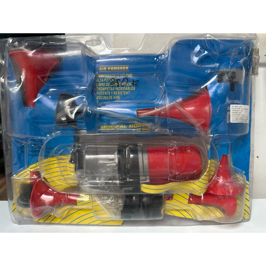 Klakson Trompet Terompet 5 corong telolet 12 Volt + Dinamo & Relay
