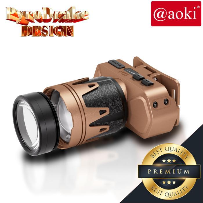 AOKI PyroDrake AK- 3705 Senter Kepala 3 Warna USB Recharge
