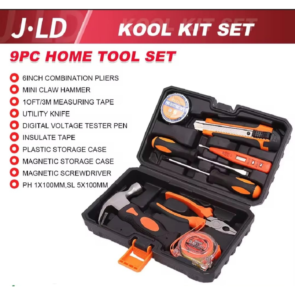 JLD TOOLKIT SET 9PCS HANDTOOL BOX PERKAKAS LENGKAP