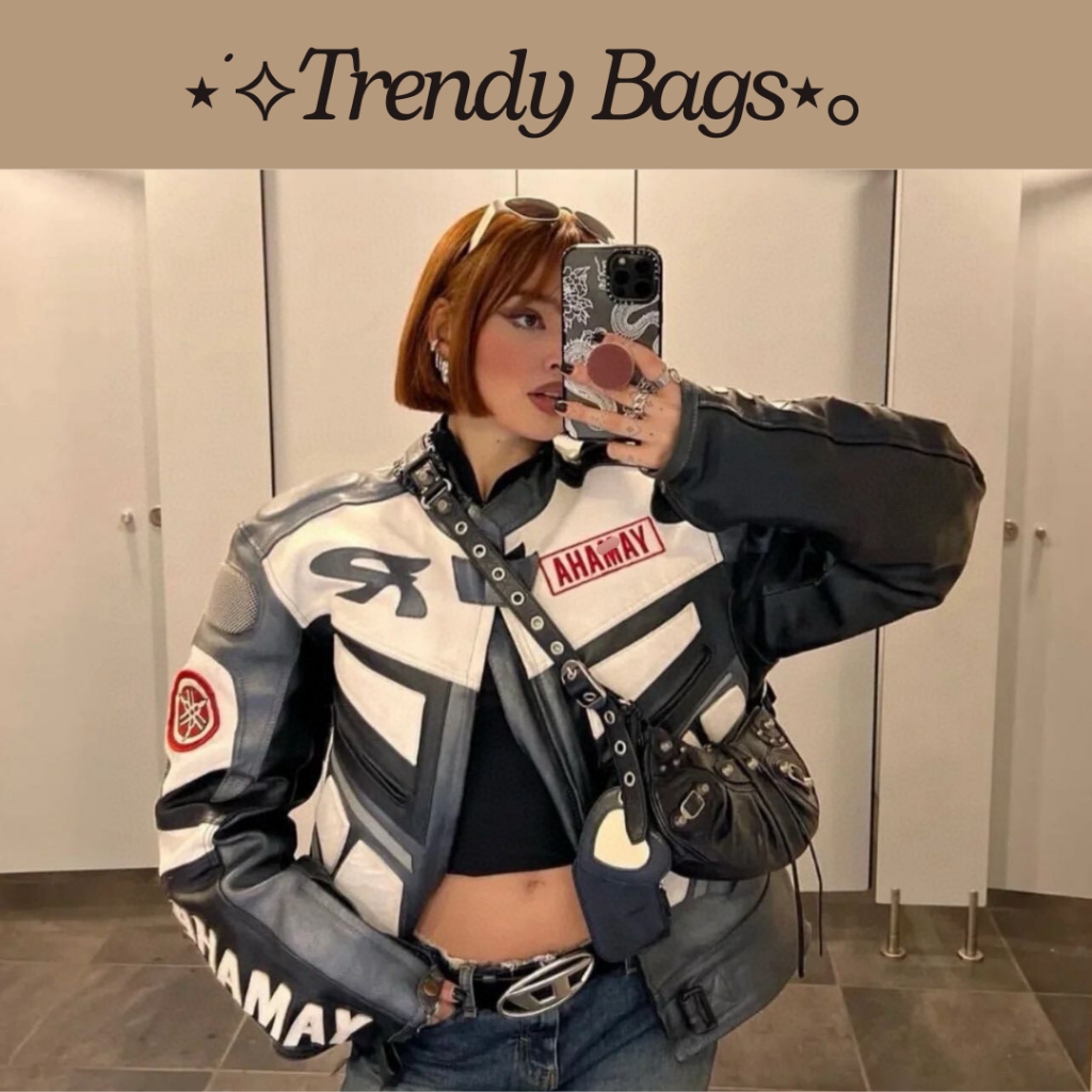 Pre Order Tas Bahu dan Selempang Kulit Asli Hitam Model Half Moon le cagole Motor Style Elegan Vinta