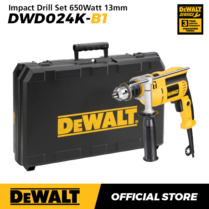 Dewalt Impact Drill Set / Bor Impact Listrik 650W 13mm DWD024K-B1