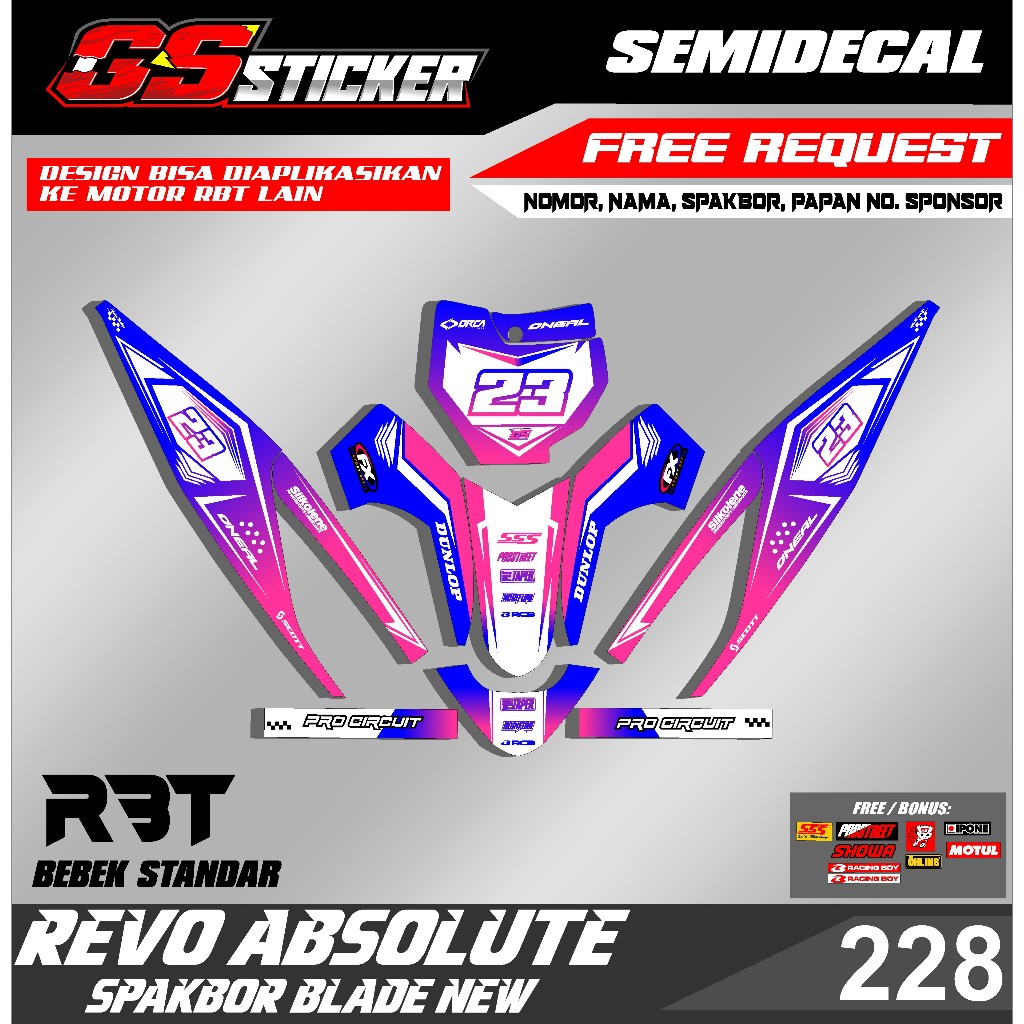COD STICKER DECAL STRIPING SEMI FULLBODY RBT/GTX REVO ABSOLUTE RBT BEBEK MODIF SUPERMOTO RBT 228
