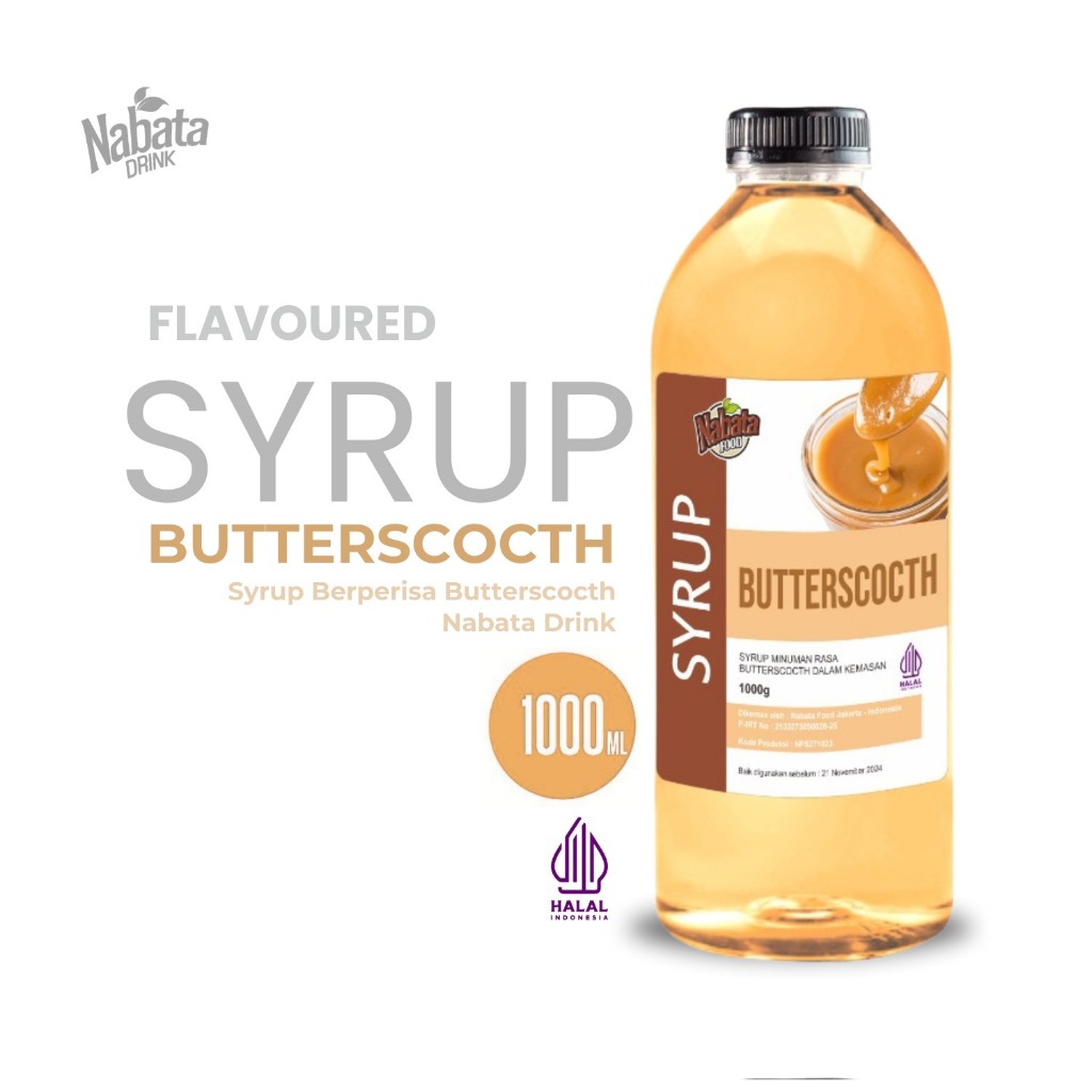 Sirup Butterscotch Untuk Kopi Halal 1 Liter | Syrup Butter Scotch Sea Salt 1000 Ml