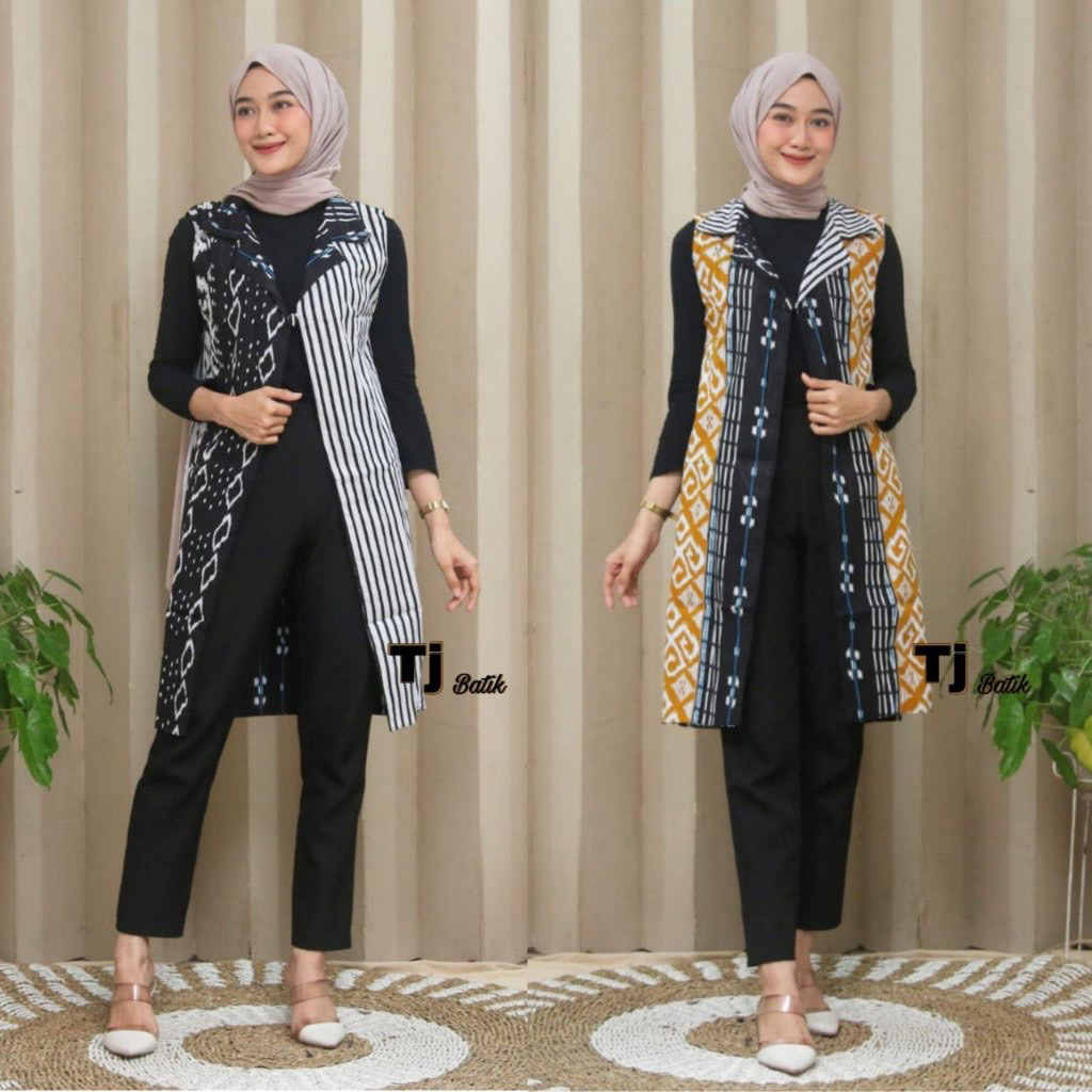 OUTER BATIK WANITA BOLAK BALIK DUA MOTIF BLAZER 2 IN ONE