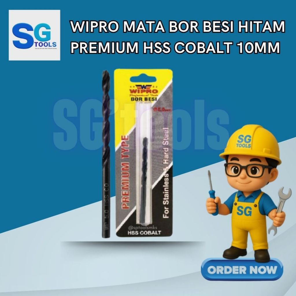 Wipro 10mm mata bor besi premium HSS cobalt - mata bor besi hitam  prremium cobalt