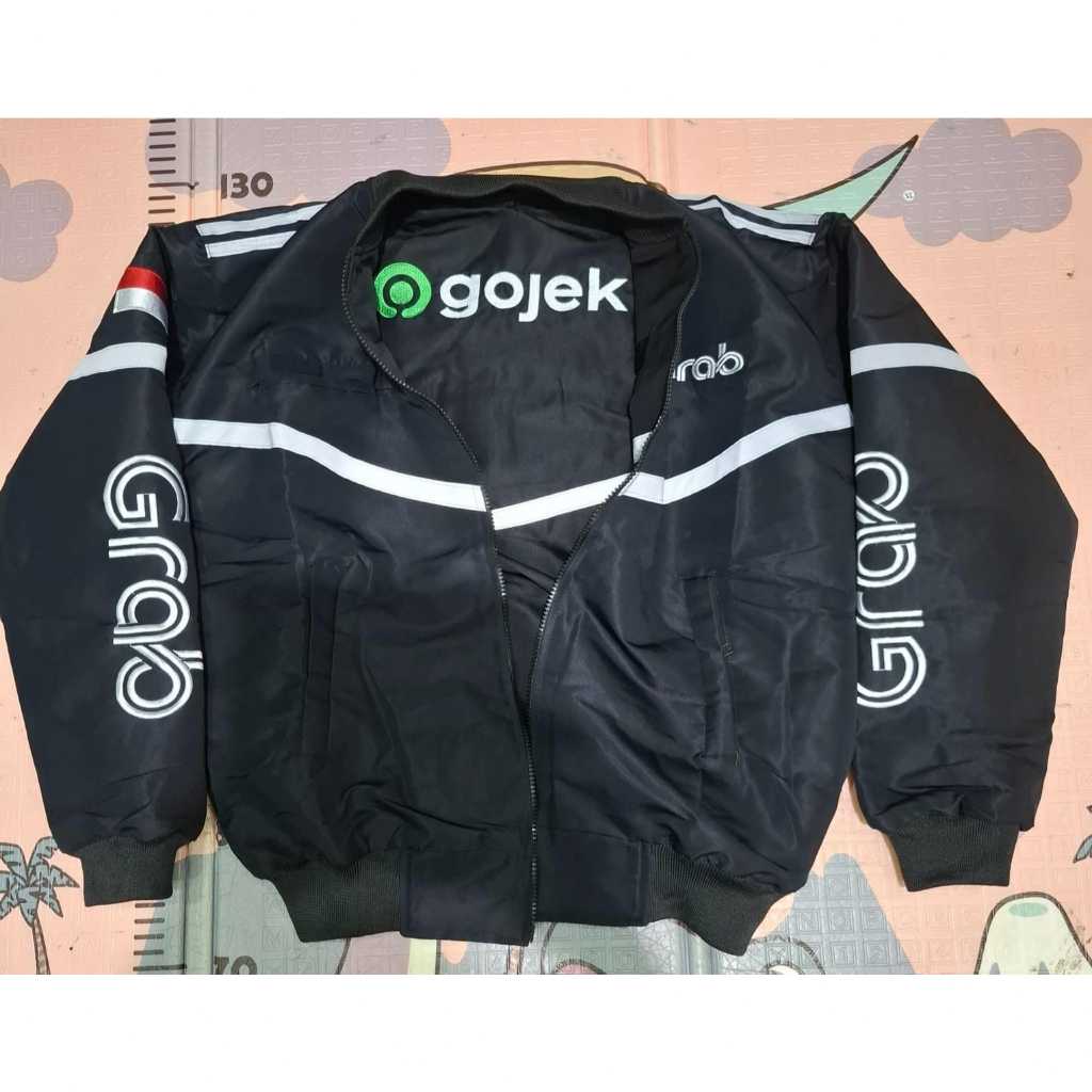 JAKET GOJEK GRAB BOLAK BALIK HITAM SEMUA ANTI AIR BORDIR GAK CEPET KOTOR