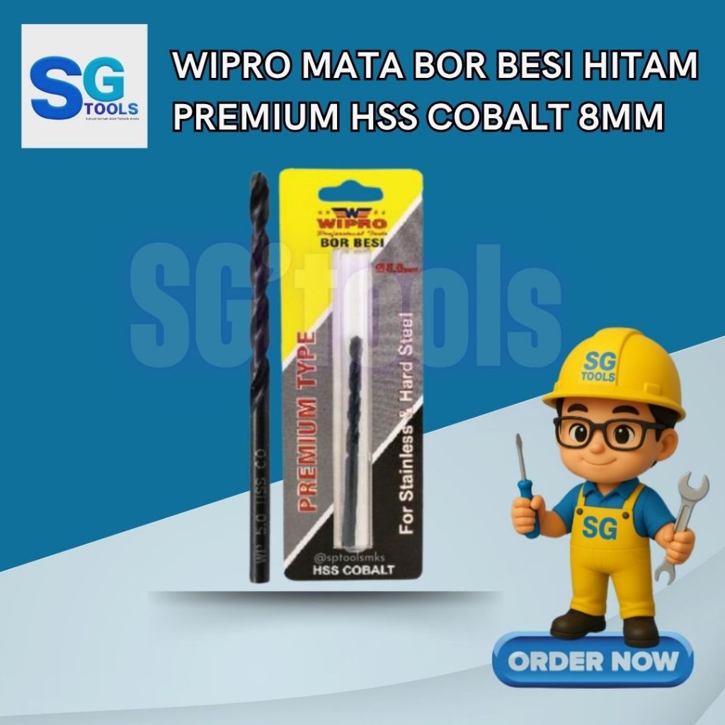 Wipro 8mm  mata bor besi hitam premium cobalt  - mata bor besi hitam  prremium cobalt
