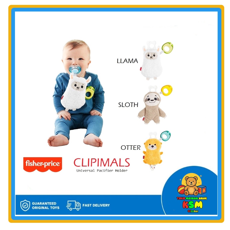 Fisher Price Clipimals Universal Pacifier Holder Original – Boneka Gantungan Empeng Bayi Lucu dan Pr