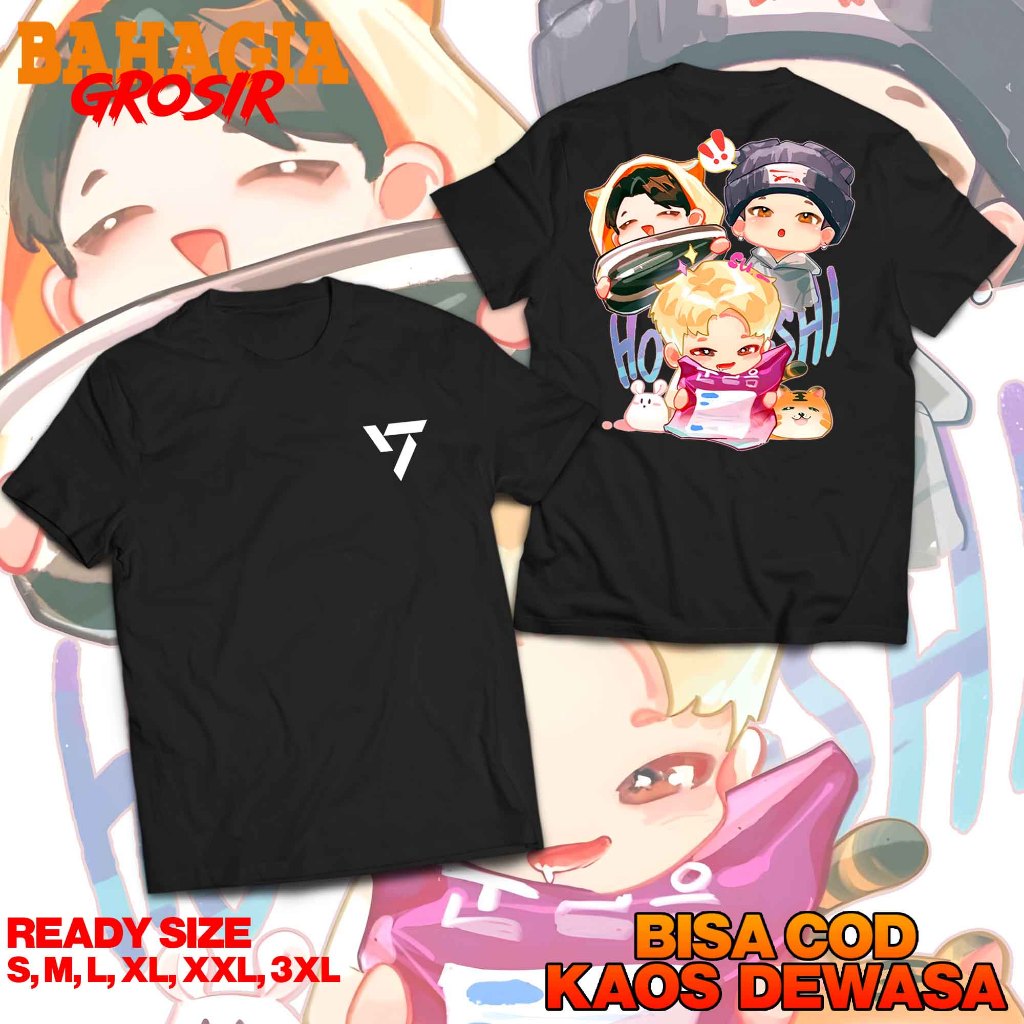 SVT Tshirt Hoshi Chibi Versi - S. Coups, Jeonghan, Wonwoo The 8 DK Tshirt Carat Bahan Cotton 24s