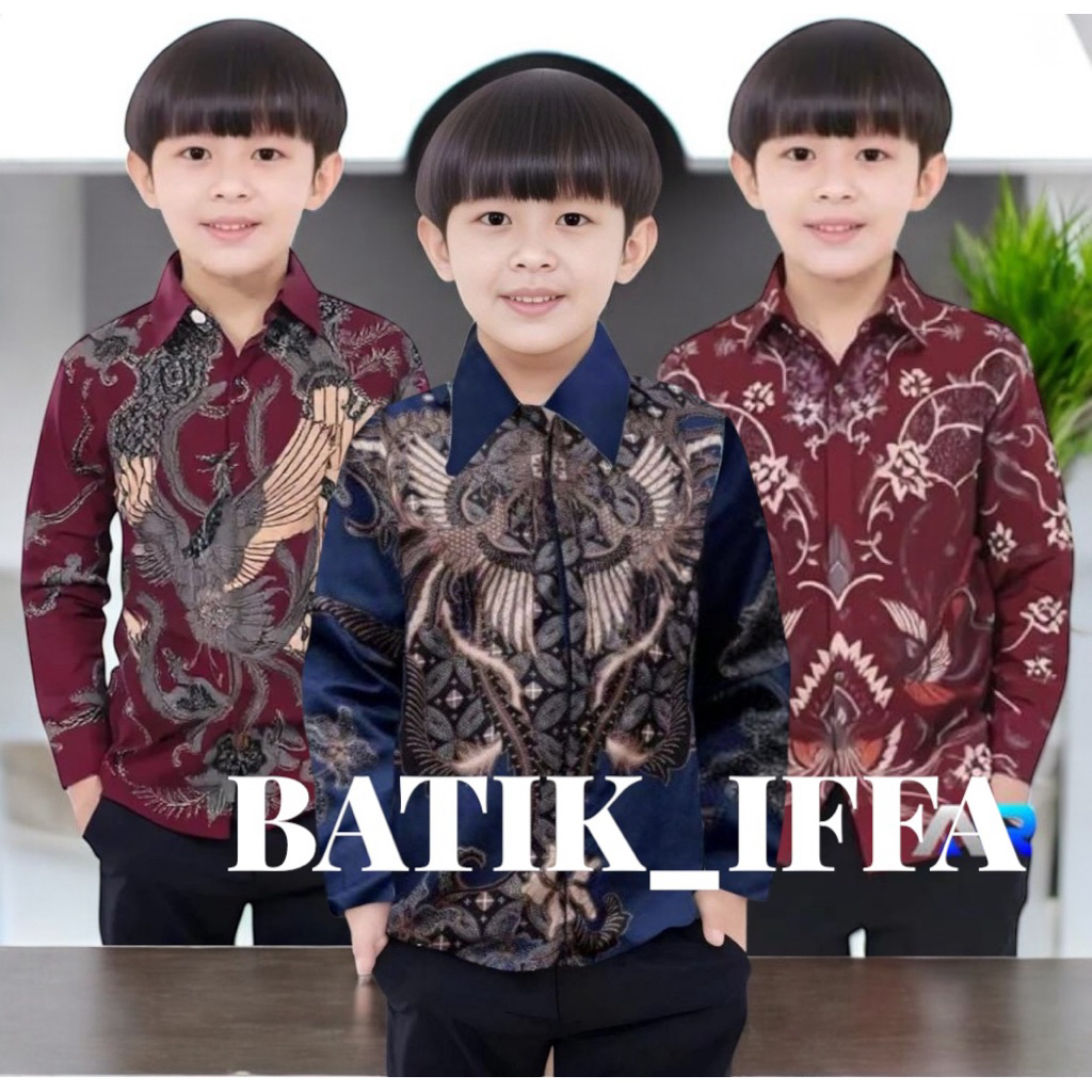 Kemeja Batik Anak Laki-laki 1-12th  || Batik Anak Lengan Panjang Terbaru Trendy Masa Kini