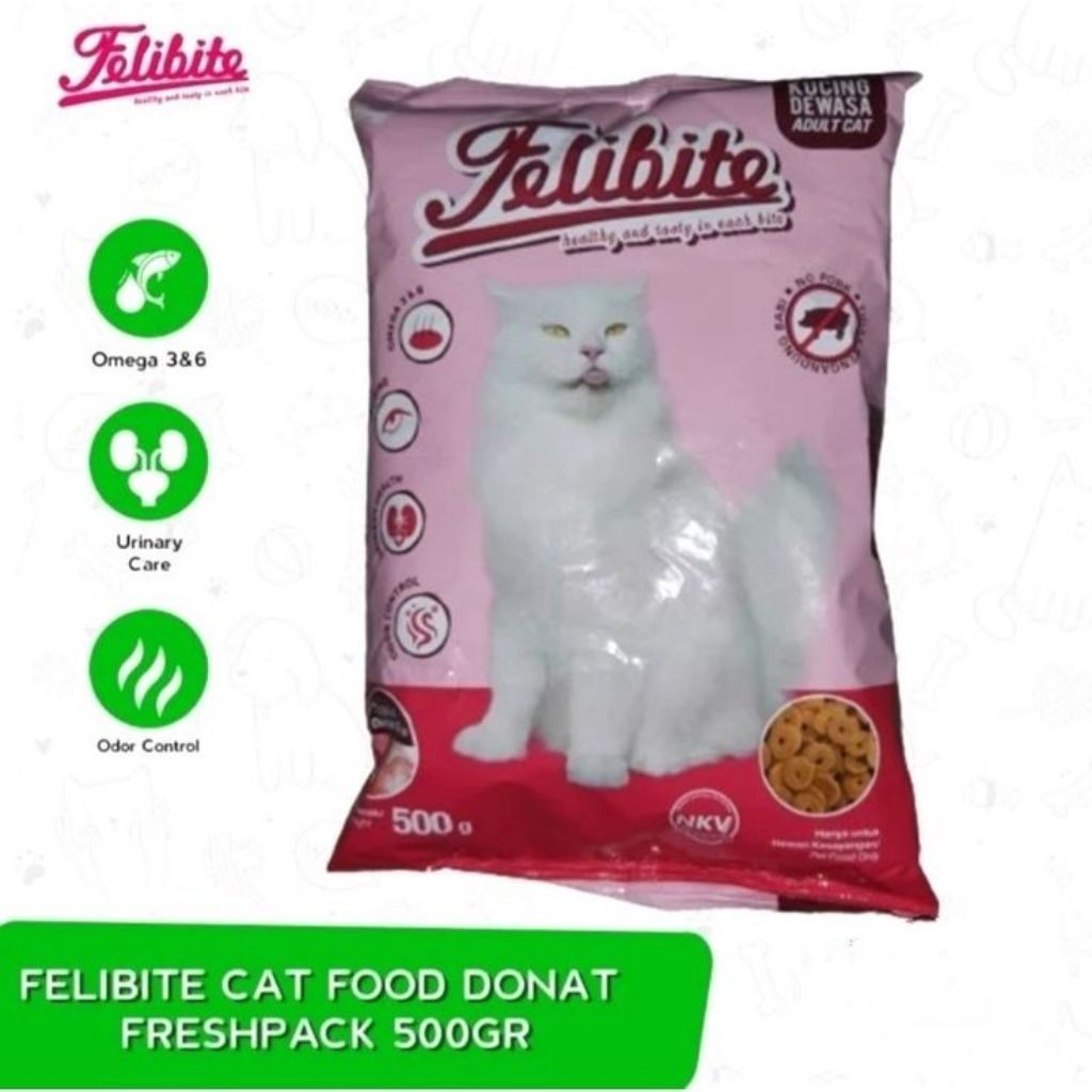 Felibite Kibble Donat 500gr - makanan kucing kering yang dirancang untuk memenuhi nutrisi seimbang, 