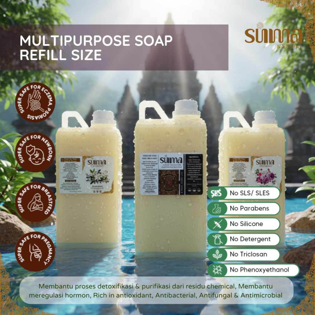 Suma Natural Multipurpose Soap - REFILL | Sabun Jerawat Punggung, Eczema, Eksim, Psoriasis, Sensitif