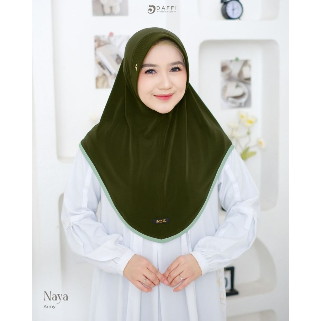 Naya Daffi Hijab daily simpel model oval jilbab nutup dada aksen list tepi super cantik