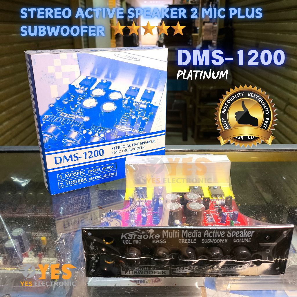 KIT POWER ACTIVE STEREO PLATINUM DMS 1200 SPEAKER DUAL MIC SUBWOOFER KIT SPEAKER AKTIF DMS 1200 PLAT