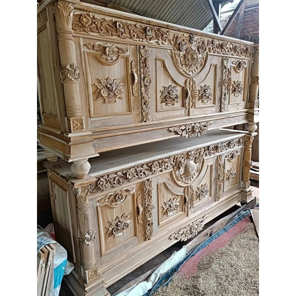 Bufet Bulan Full Ukiran Jati 2M Minimalis Bufet Tv Jati Solid Kokoh - Kualitas Bergaransi