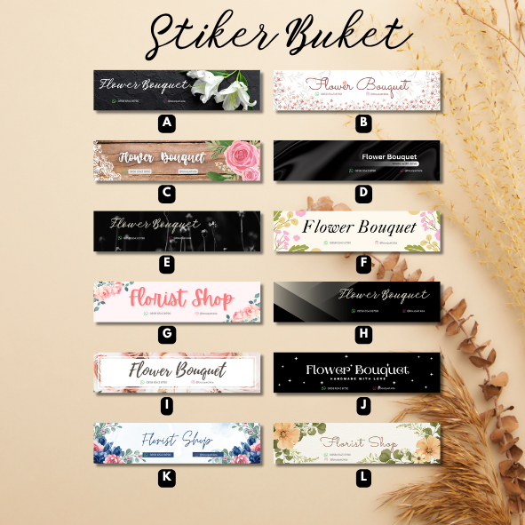 150 pcs Stiker Buket Bunga / Stiker Bouquet / Flower Bouquet Stiker Custom/ Stiker buket custom