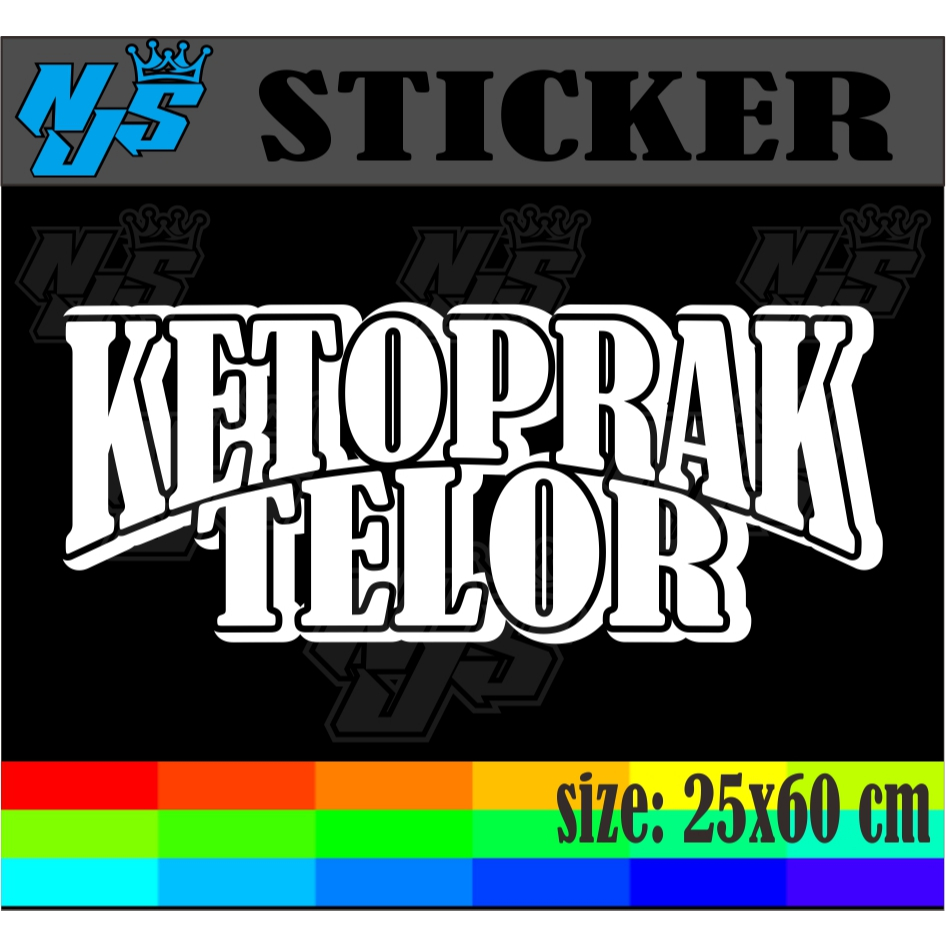 CUTTING STIKER TEMPELAN NAMA JUALA KETOPRAK TELOR DENGAN MODEL BOLONG BAGUS UKURAN 25X60 CM