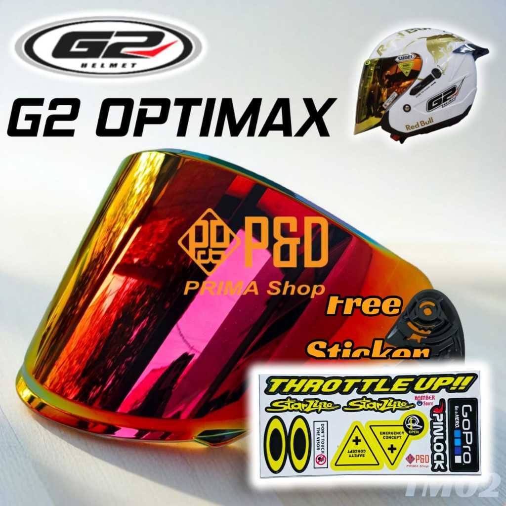 Kaca Helm G2 OPTIMAX, Flate Visor G2, Clear, Smoke, Iridium