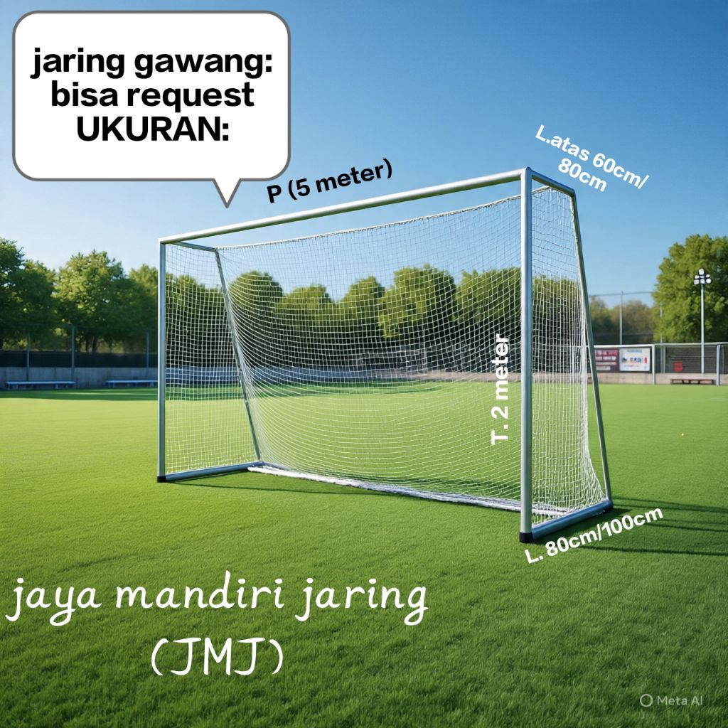 jaring gawang mini soccer/futsal tebal tali 5mm & 6mm(COSTUM ukuran)