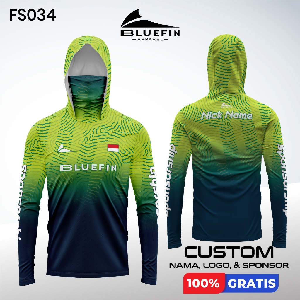 Baju Mancing Bluefin Custom Gambar Ikan Predator Motif Simpel Baru Kain Jersey Dryfit Milano