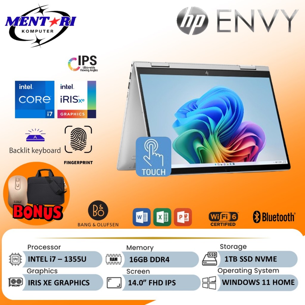 HP ENVY X360 14 Intel Core i7 16GB 1TB SSD Windows 11 Home 14 FHD IPS Touchscreen