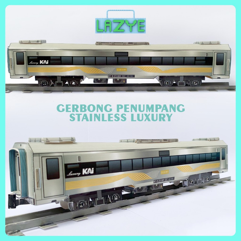 Miniatur Papercraft Kereta Api Gerbong Penumpang dari Karton dan Plastik PETG
