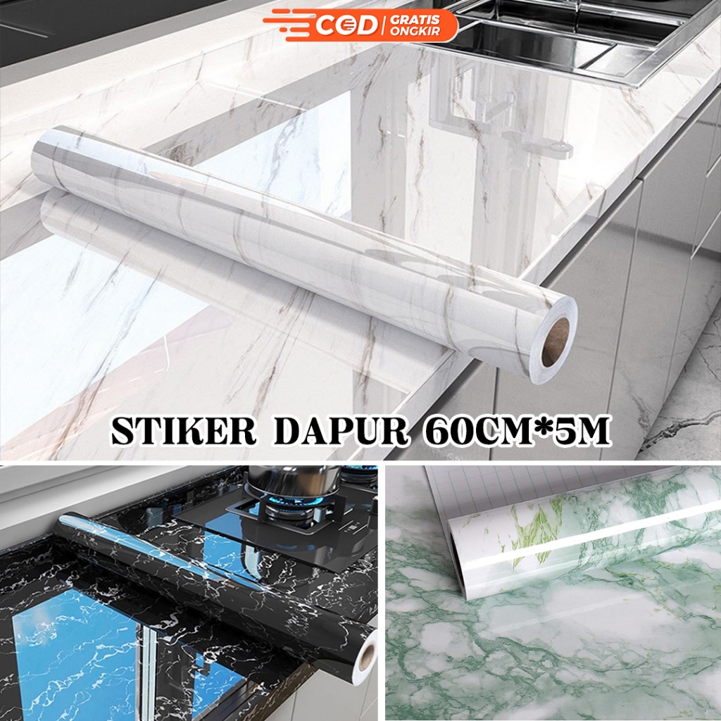 TERMURAH | Wallpaper Stiker Dinding Putih Polos Glossy 5M | PVC Anti Minyak Dapur Kitchen Set