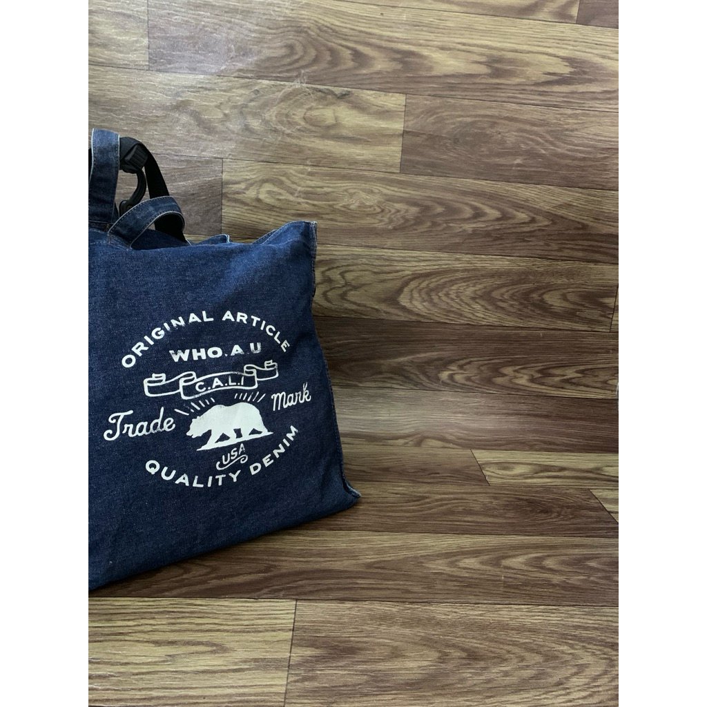Tas WHO AU Branded Casual Denim Vintage Tote Bag